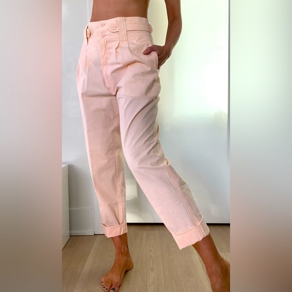 VINTAGE pristine cotton convertible V-back 80’s peach colour pants size M - Picture 2 of 13
